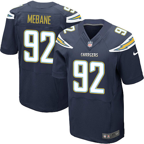 Men's Elite Brandon Mebane Nike Jersey Navy Blue Home - #92 NFL Los Angeles Chargers